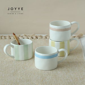 Joyye Nordic Chic Pure Line Hand Painted Ceramic Drinkware Set Stoneware Mugs Coffee Cup Set