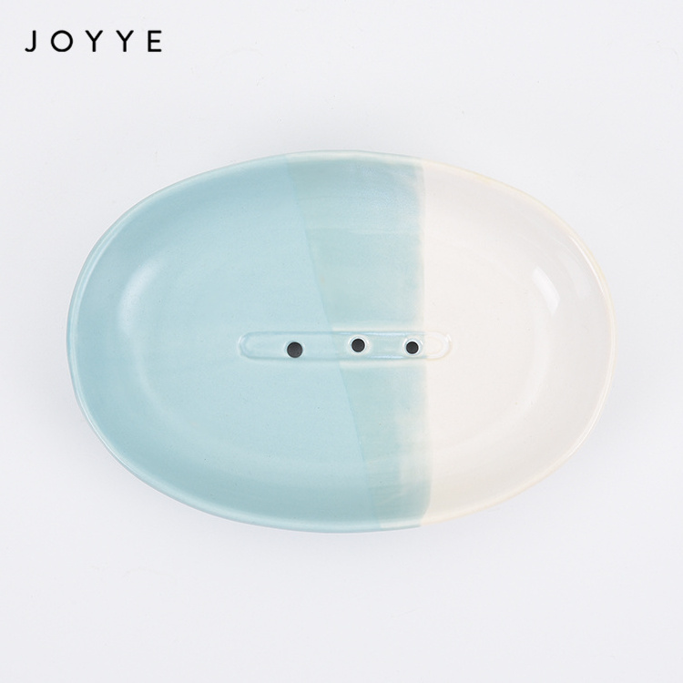 Joyye Bathroom Shower Matt Glaze Soap Box Dish Storage Plate Tray Oval Soap Dish Holder Ceramic