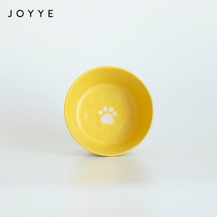 Joyye Hand Paint Ceramic Cat Dog Pet Bowl Non Slippery Reactive Glaze 600ml Pet Feeder Bowl