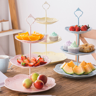 Cake Stand Royal Dessert Cupcake Fruit Stand Dessert Plate 3 Tier Ceramic plates for Wedding Tea Party Platter Custom Logo