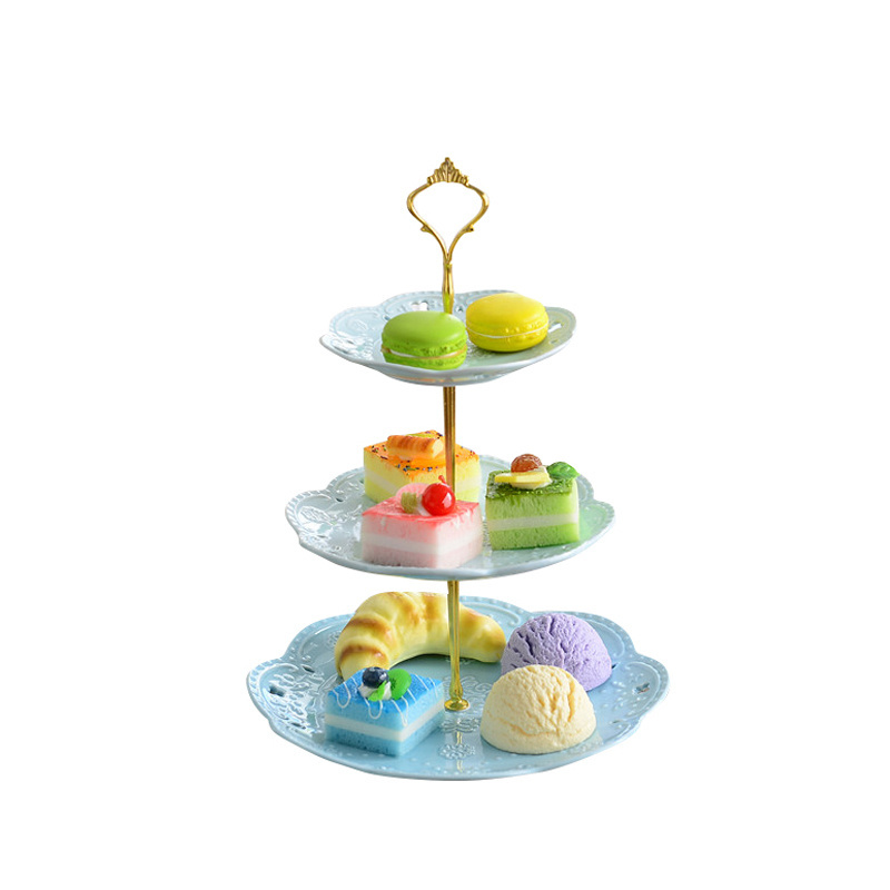 Cake Stand Royal Dessert Cupcake Fruit Stand Dessert Plate 3 Tier Ceramic plates for Wedding Tea Party Platter Custom Logo