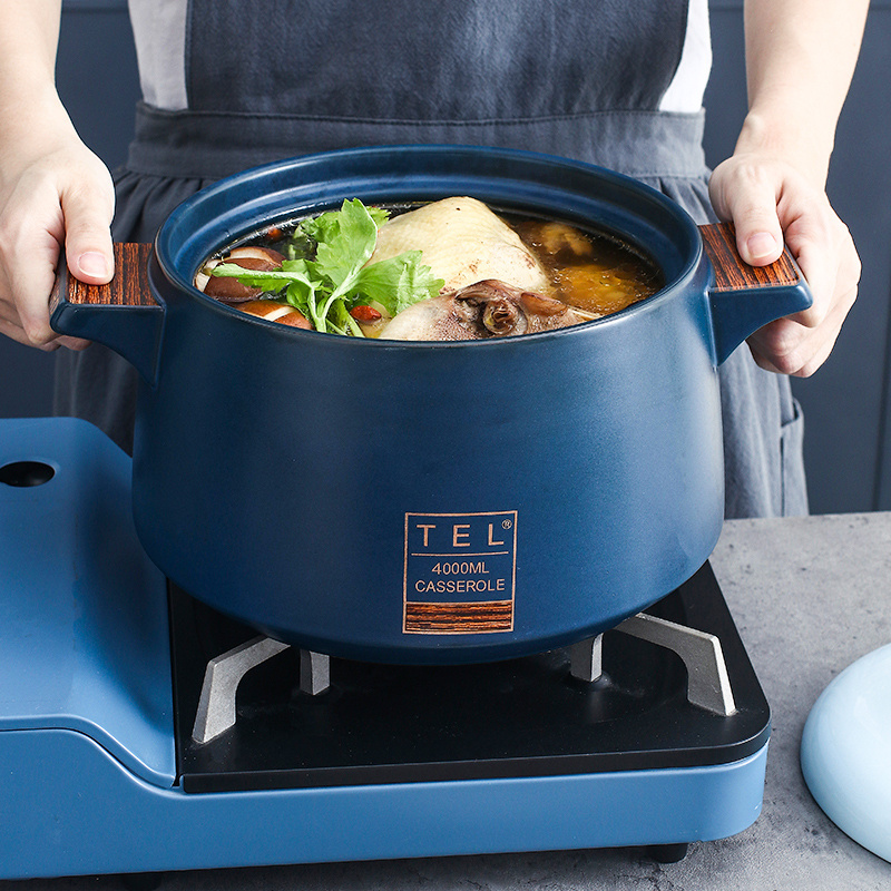 High Temperature Ceramic Casseroles with Lid Household Stew Pot Cookware Cooking Pots