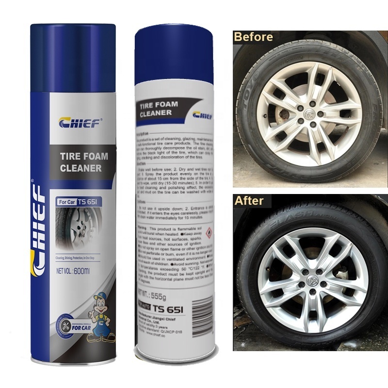 Excellent price international standard customized logo make tires clean and shiny car tire foam cleaner 600ml