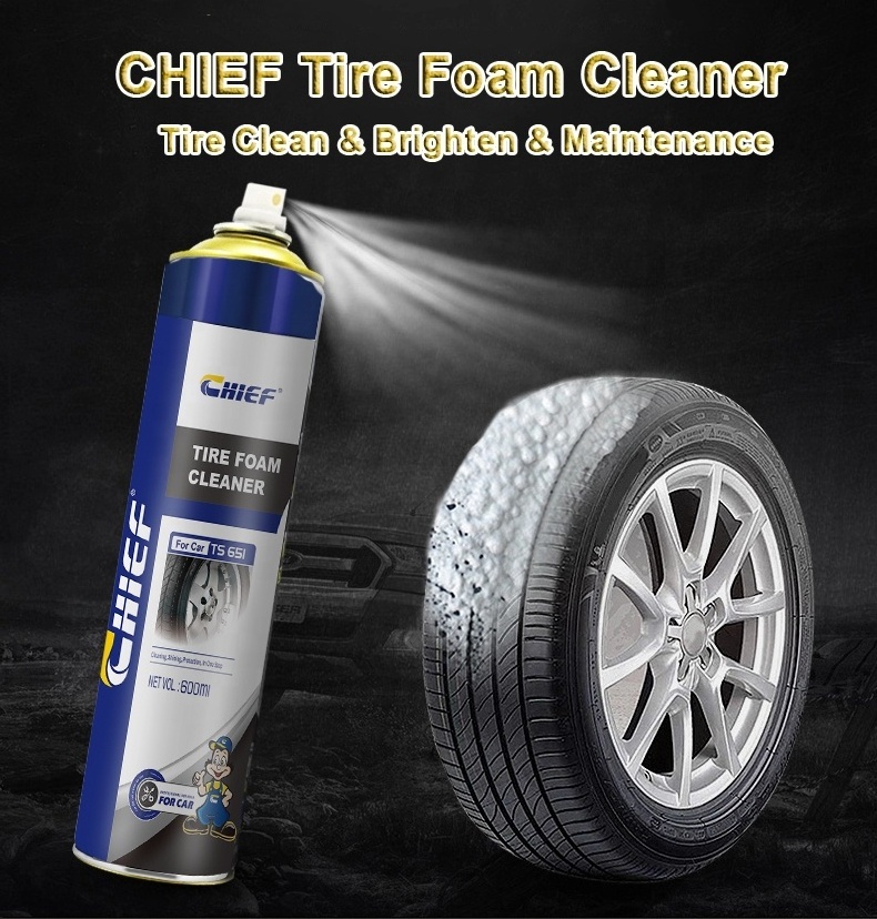 Excellent price international standard customized logo make tires clean and shiny car tire foam cleaner 600ml