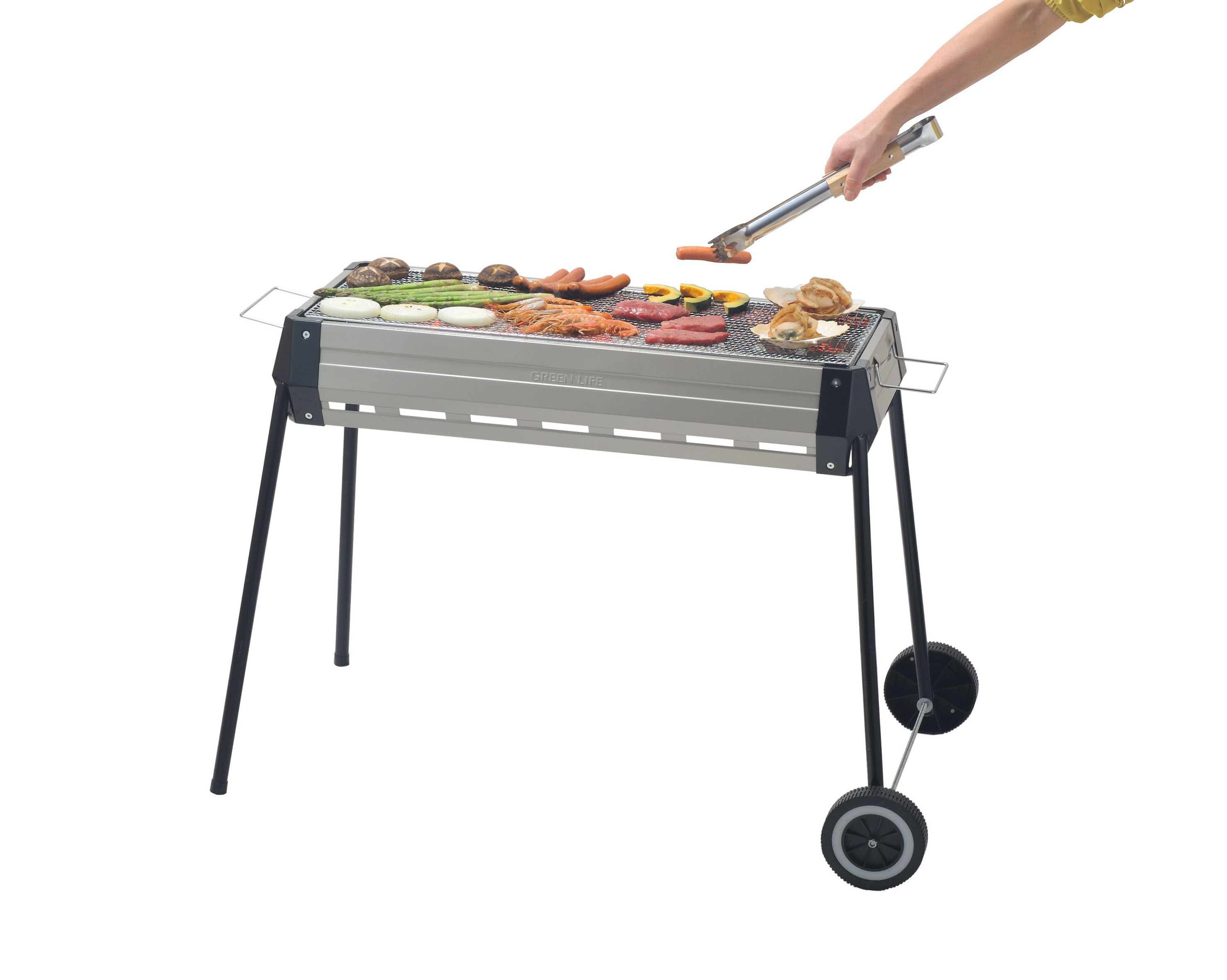 Home Garden Large BBQ Grill Charcoal Portable With Side Wheels Tough Master BBQ Beef Master Pro Use