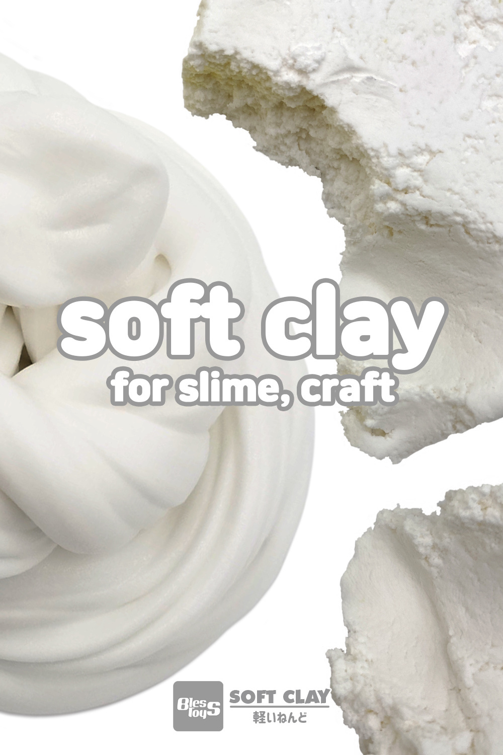 Soft clay White for Slime Supplies 65g DIY modeling clay soft paper clay make model figure BLESS TOYS Made in JAPAN