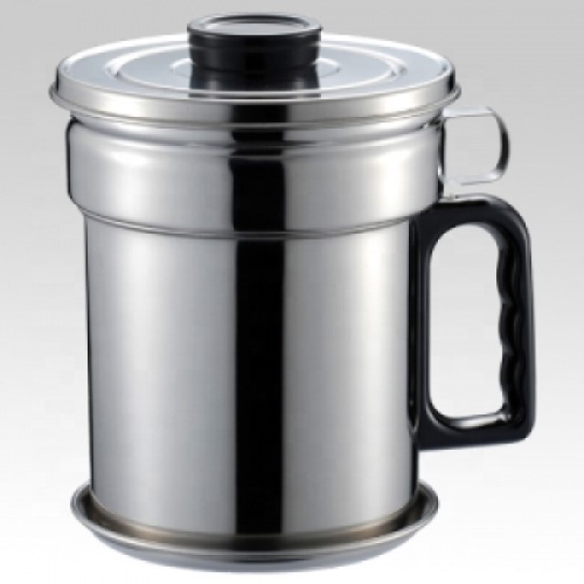 Easy-To-Use and Practical Oil Keeper Storage Can Designed Elaborately Stainless Steel Cooking Oil Filter Pot for 1.1L