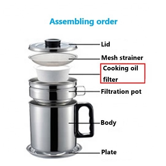 Easy-To-Use and Practical Oil Keeper Storage Can Designed Elaborately Stainless Steel Cooking Oil Filter Pot for 1.1L