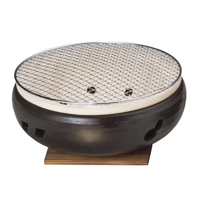 Traditional Japanese Sichirin Ceramic Hibachi Grill Stove Authentic BBQ Tool Ise Water Charcoal Grill Round