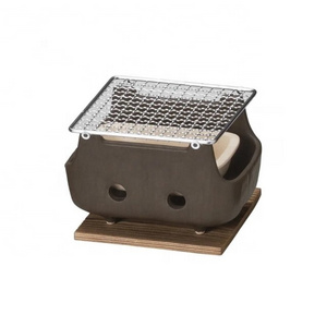 Japanese Grillware Banko Ware Ceramic Hibachi Konro Grill Slow, Even Heating Ise Water Charcoal Grill Rectangular