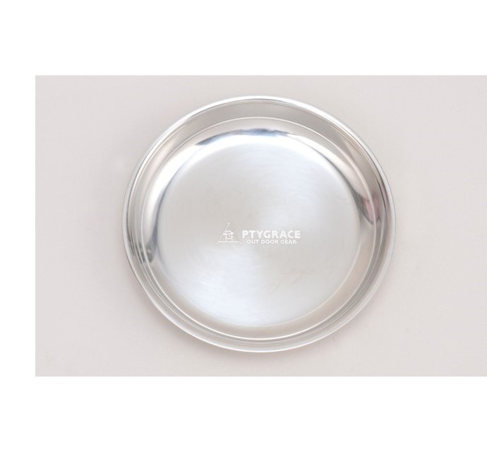 Reusable Brushed Metal Classic Style Camping Plate for Kids, Men, Women 18-8 Stainless Steel Round Plate