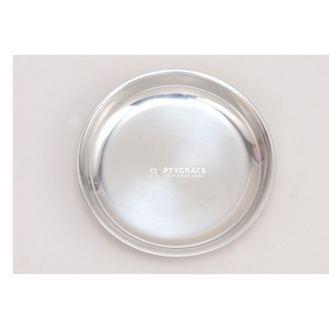 Reusable Brushed Metal Classic Style Camping Plate for Kids, Men, Women 18-8 Stainless Steel Round Plate