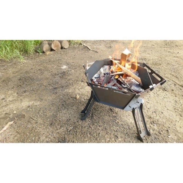 Made In Japan Black Steel Hexagon-shaped Fire Pit For Camping, Hiking, Beaches FIRE PIT HEXA