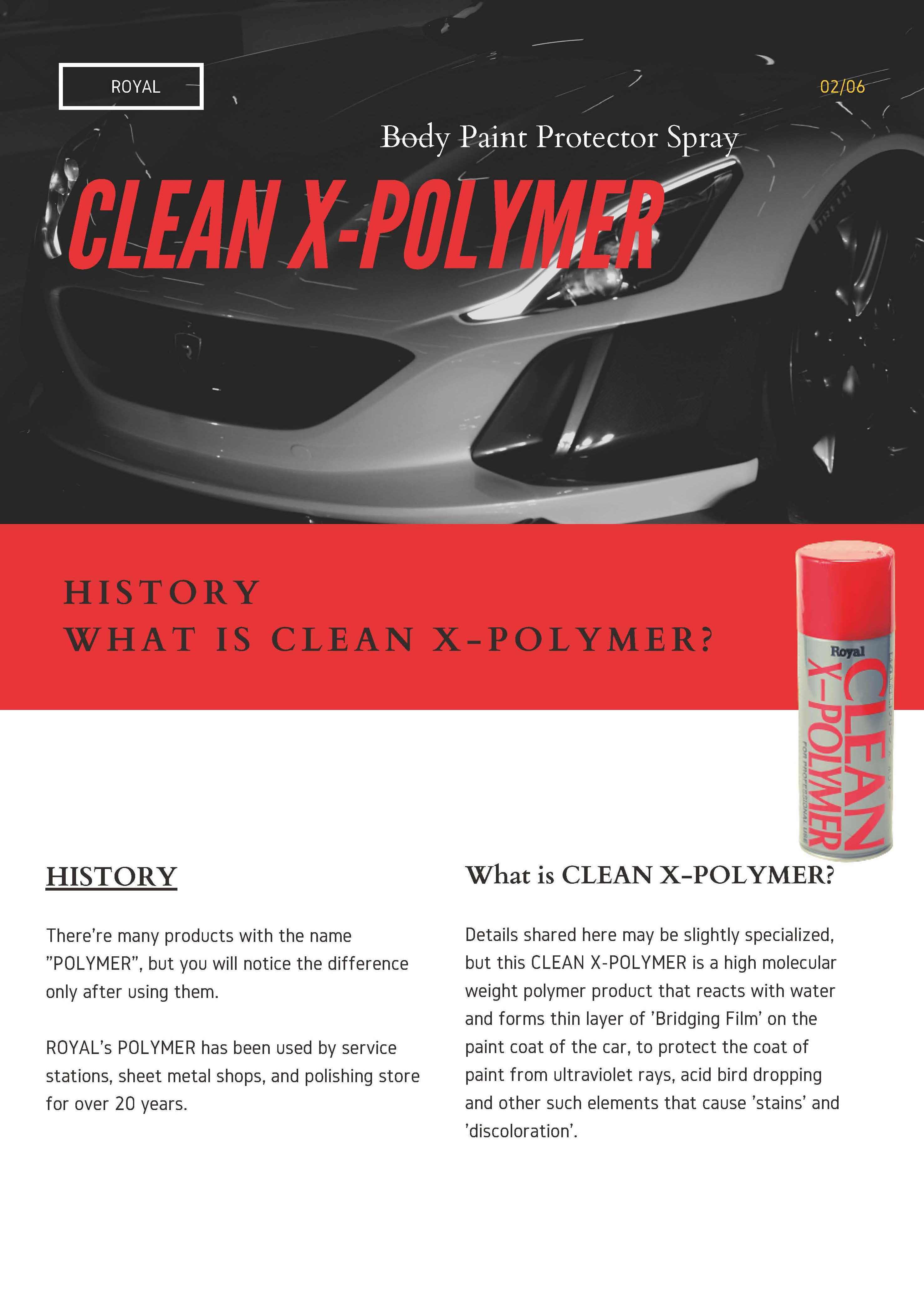 Water repellent, anti-scratch and protect car paint polymer coating spray - Clean X polymer Made in Japan