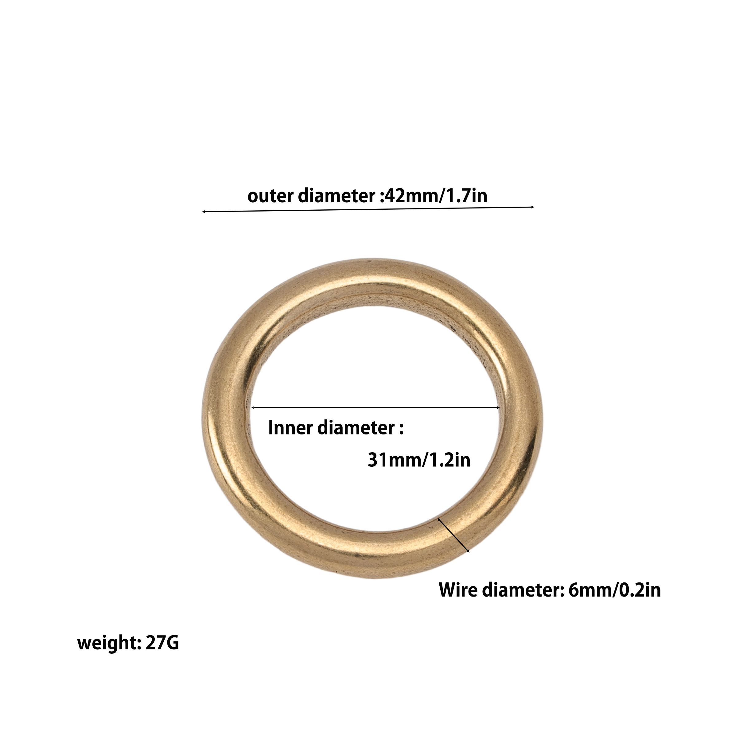 Made in japan Brass Circle Loop Buckle for Purse Bag Collar Leather Craft O Ring 31*6mm Top Grade Quality