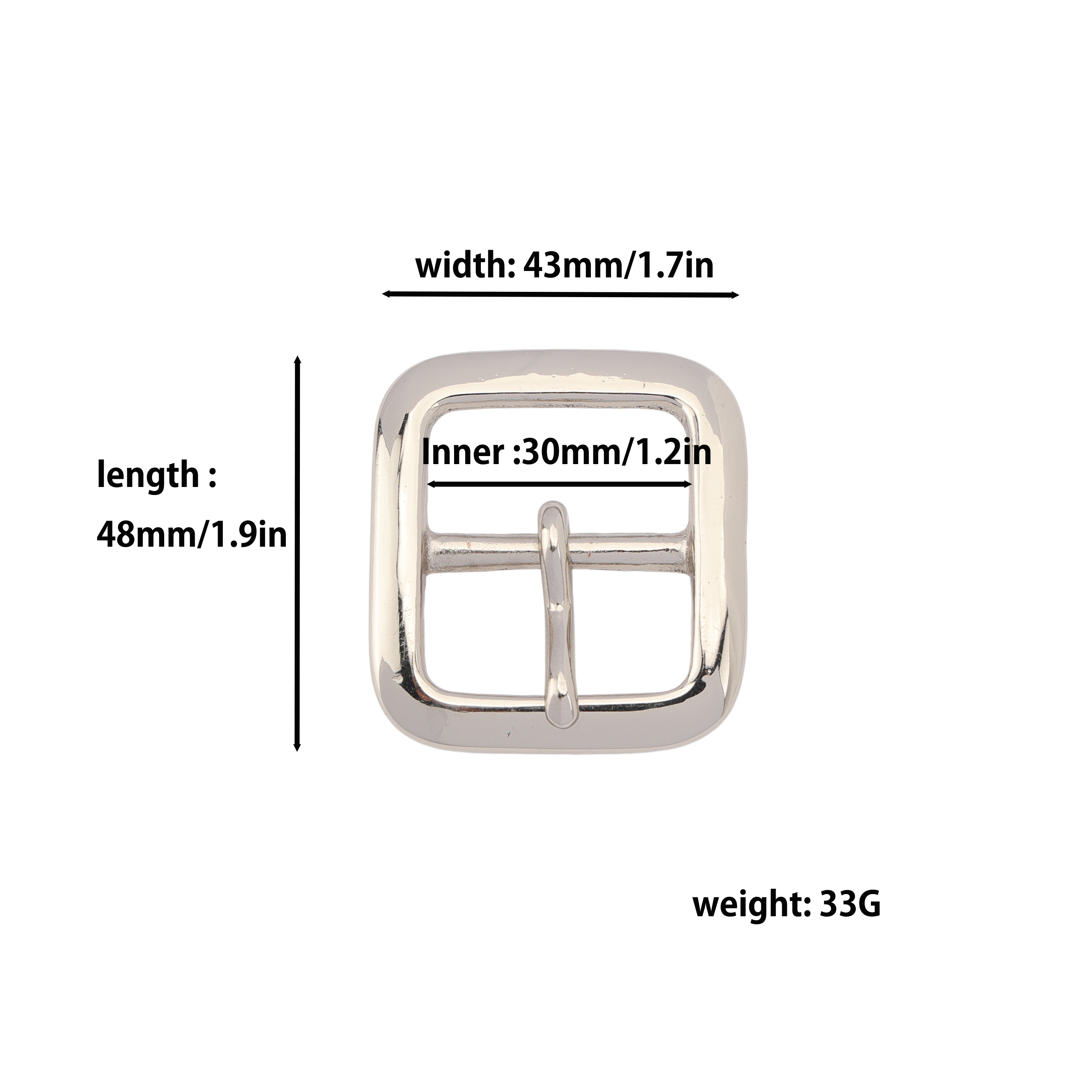 Made in japan solid brass nickel 30mm belt buckles Replacement Metal casting Buckle Square Pin Buckle for leathercraft