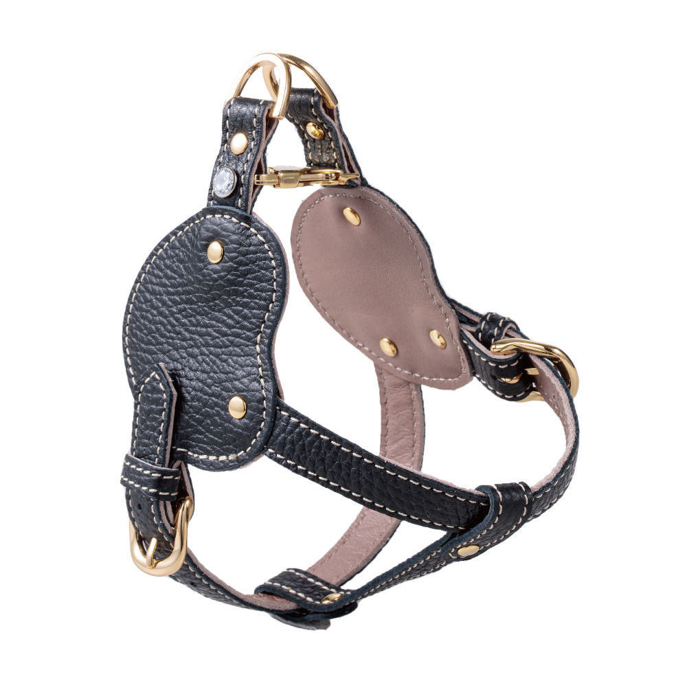 Japanese luxurious leather outdoor mini french bull dog chest harness