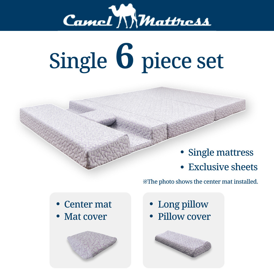 Camel Hotel/Home Mattress: Premium Bedding Shoulder Comfort Relaxing Sleep Single size 6 piece set with pillow