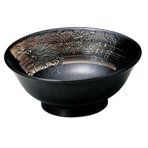 Black Donburi Noodle Soup Japanese Ceramic Ramen Bowl Custom Logo