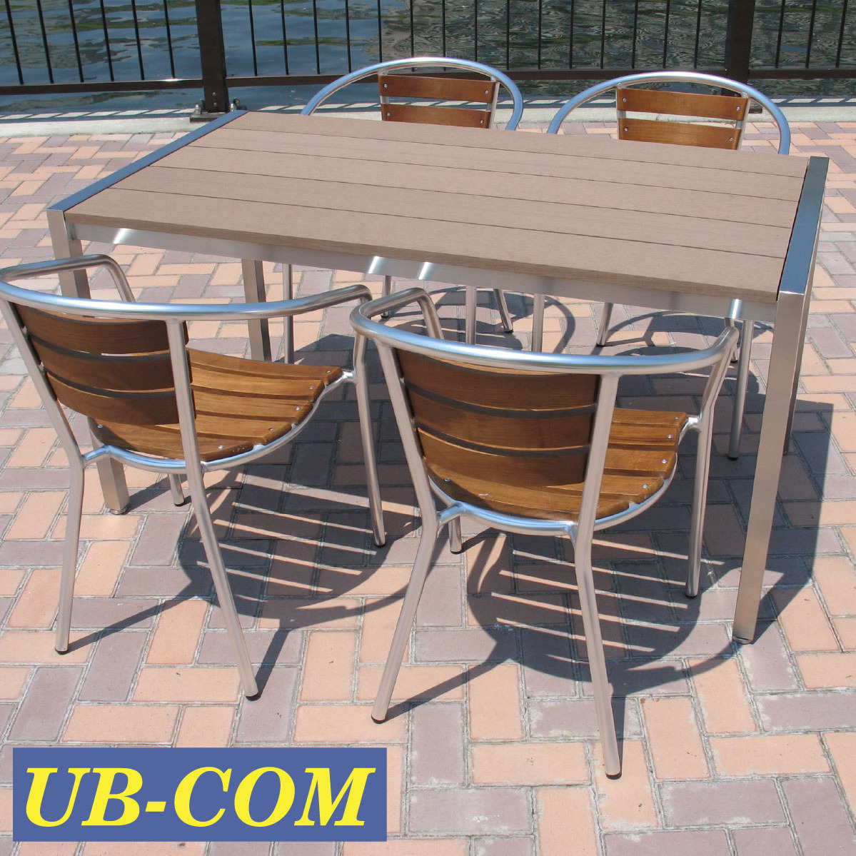 Stainless Steel Frame UB-RE171WP Recycled Composite Outdoor Wood Japanese Simple Table