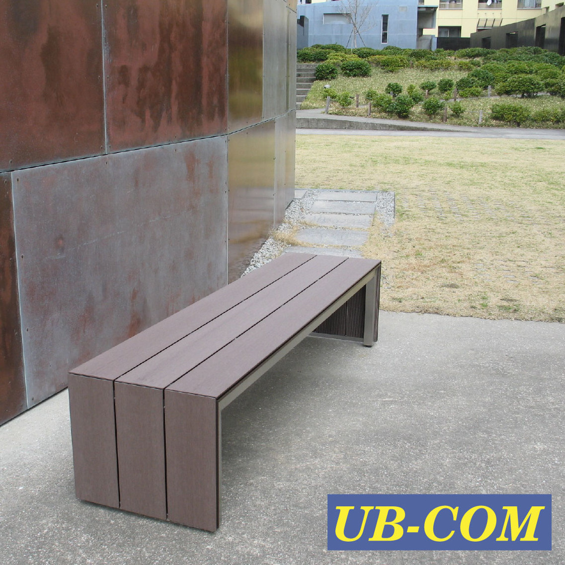 Wholesale Outdoor UB-RE071WP Steel Frame Recycled Composite Bench Wooden Patio Chair