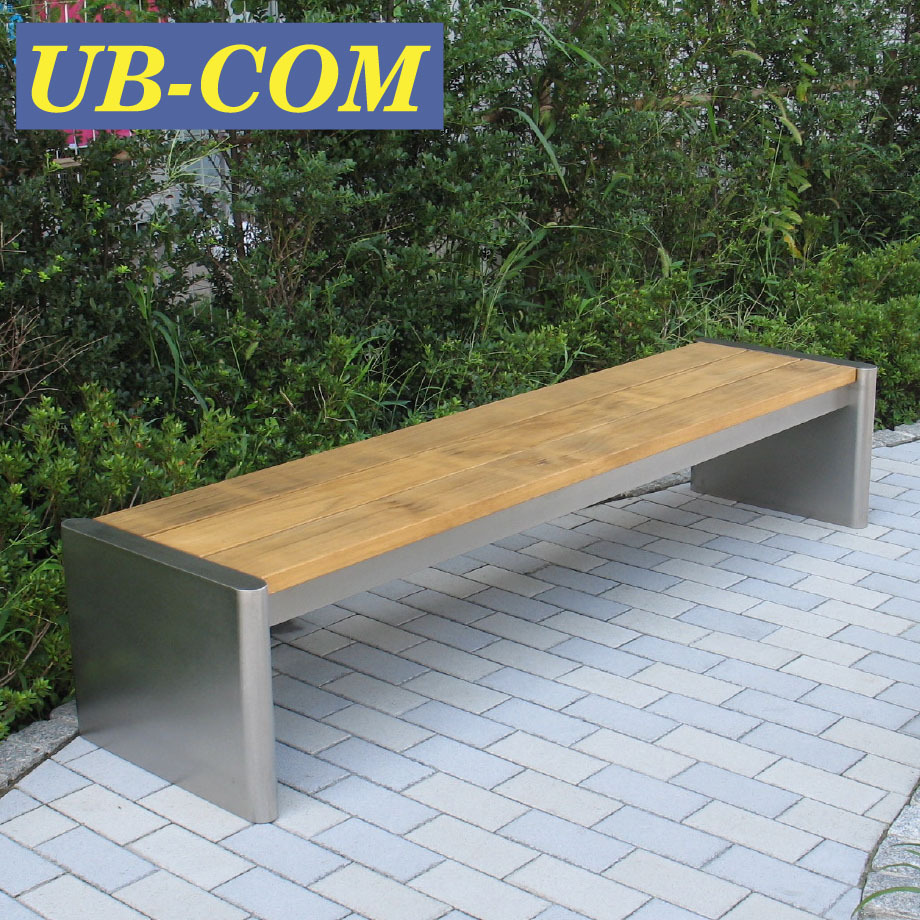 Long UB-AWB074WS Stainless Steel Frame Garden Sale Outdoor Wooden Public Park Bench