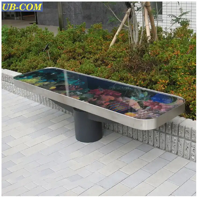 Advertising Glass UB-AWL071GC Outdoor Furniture Park Bench Seat