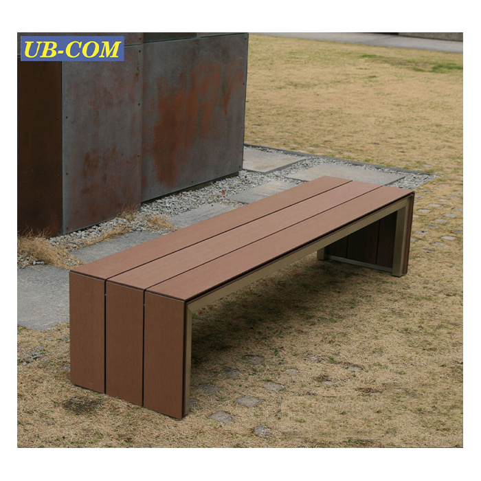 Wholesale Outdoor UB-RE071WP Steel Frame Recycled Composite Bench Wooden Patio Chair