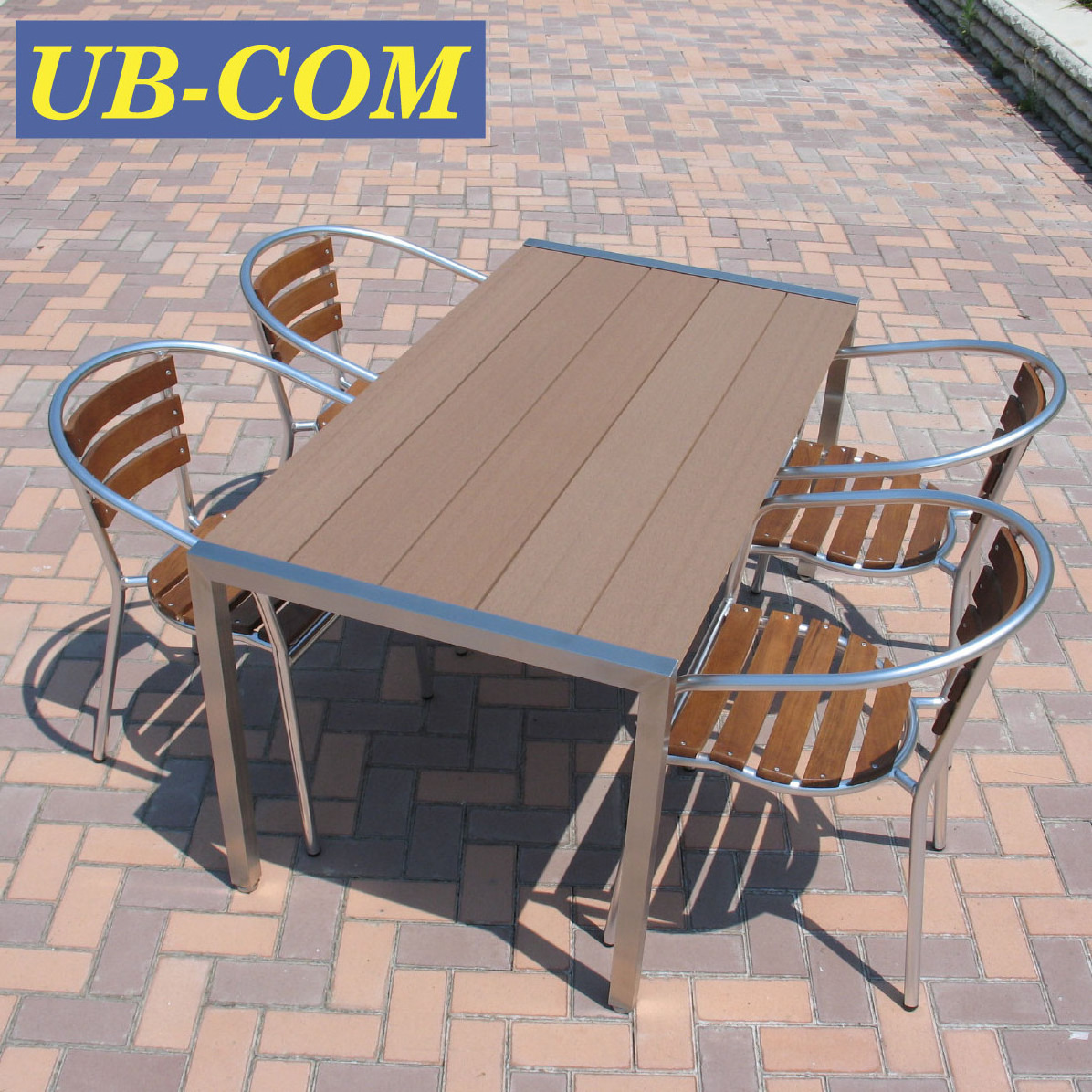 Stainless Steel Frame UB-RE171WP Recycled Composite Outdoor Wood Japanese Simple Table