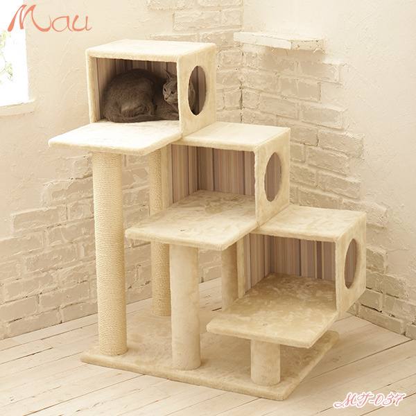 Modern House Furniture Accessories Cheap Unique Beige Big Pink Cat Scratcher Tree Tower