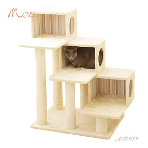 Modern House Furniture Accessories Cheap Unique Beige Big Pink Cat Scratcher Tree Tower