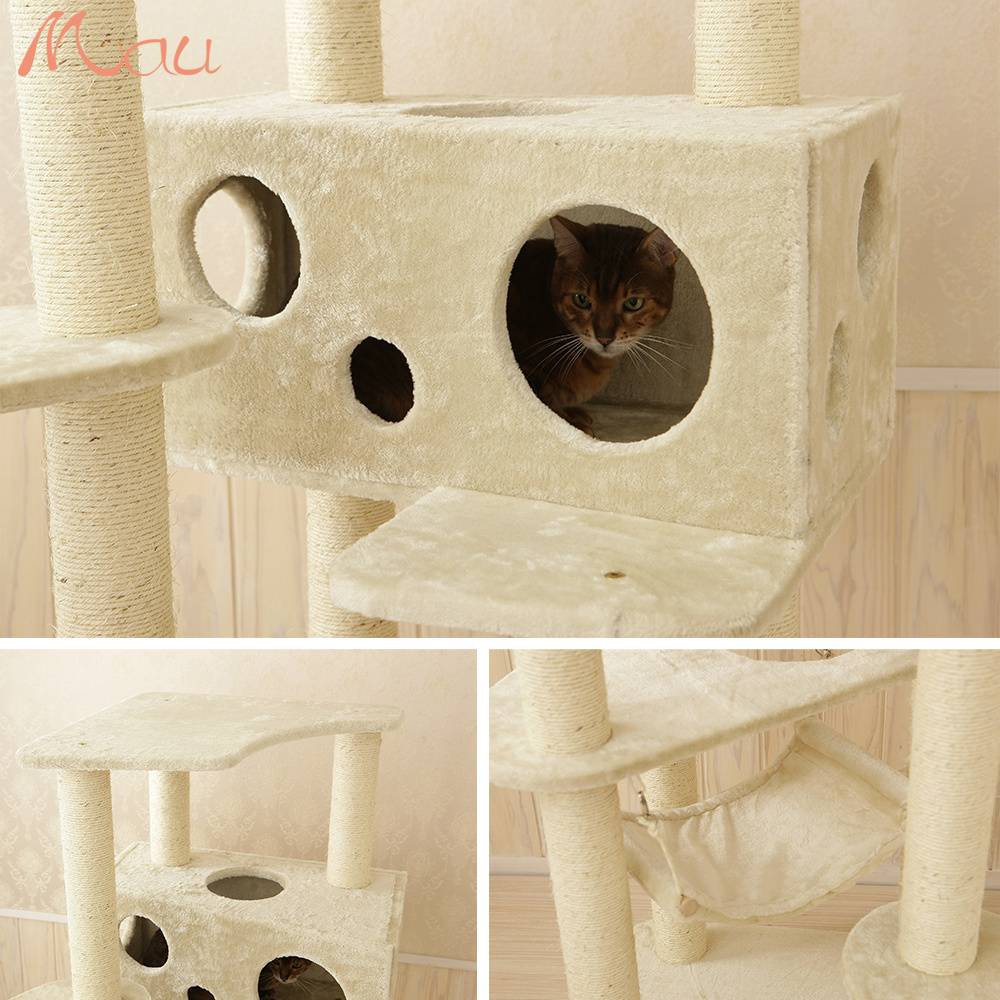 Japan indoors cat tree tower pink with 3 hammock and scratching posts