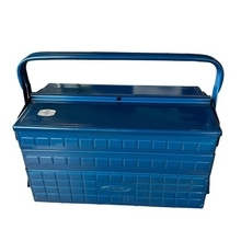 Outdoor storage box hard steel storage box durable storage trunk for camping tool potable tool box with handle and dividers