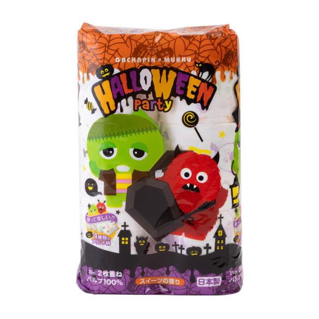 Rapid-dissolving limited-time cute packaging Halloween soft toilet paper rolls 2 ply