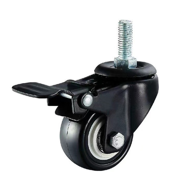 1.5 inch 2 inch swivel caster wheels locking casters black heavy duty m8 20mm threaded stem caster