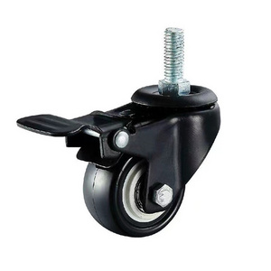 1.5 inch 2 inch swivel caster wheels locking casters black heavy duty m8 20mm threaded stem caster