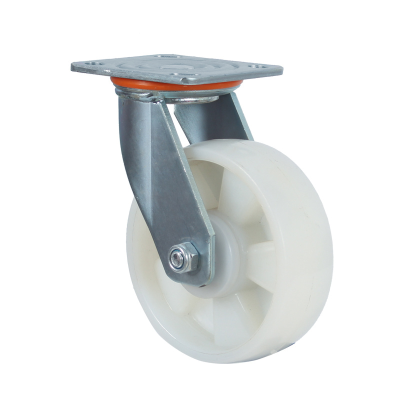 Industrial 5 inch nylon universal caster wheel with brake heavy duty white nylon 6 inch with bearing