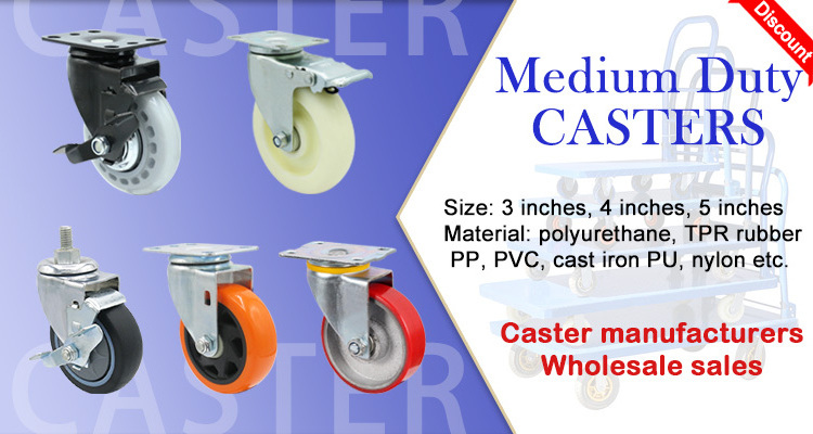 4 inch swivel plate medium duty pu caster 4 inch trolley wheels with brakes