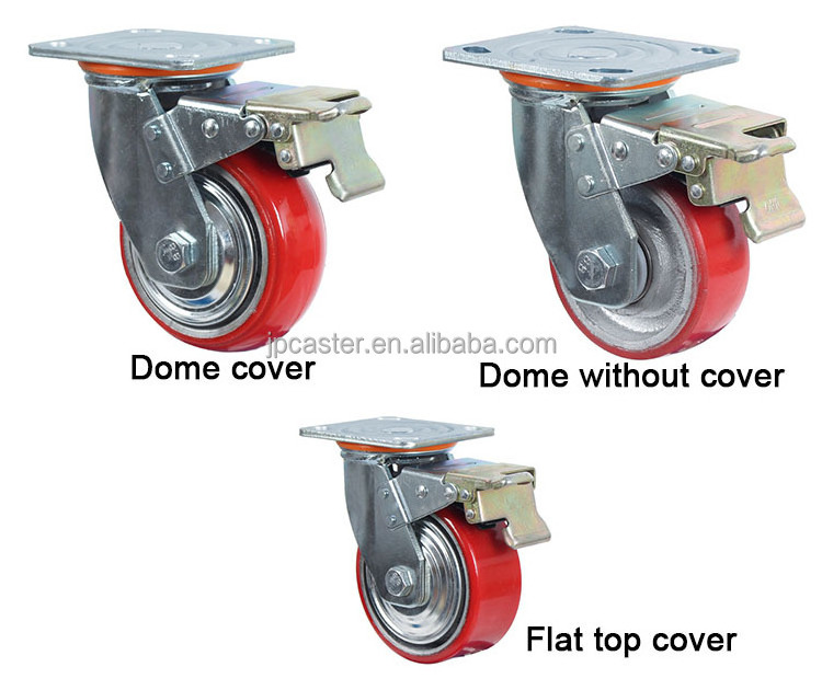 Industrial pu caster wheels 6 inch heavy duty lock swivel iron core polyurethane caster