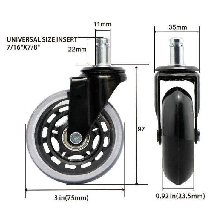 Industrial pu swivel caster medium pu furniture casters heavy duty caster wheel For office chair