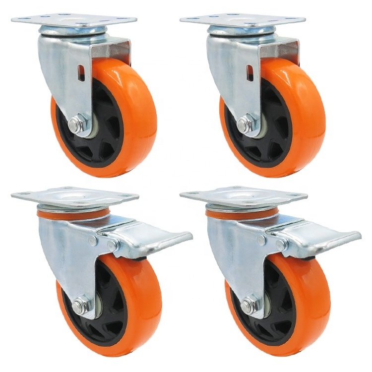 100mm rueda giratoria pvc orange blue black red castor 3 4 5 inch swivel heavy duty caster wheels