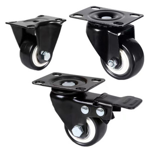 2" top plate castor heavy duty caster wheels with brakes high load loading casters with polyurethane wheels set of 4