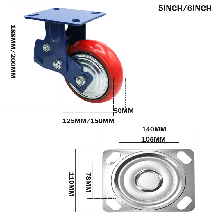 6 x 2 inch heavy duty spring shock absorbing caster wheels damping spring caster 450kg