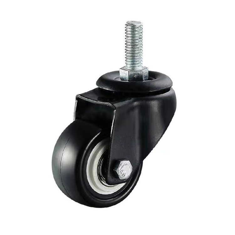 1.5 inch 2 inch swivel caster wheels locking casters black heavy duty m8 20mm threaded stem caster