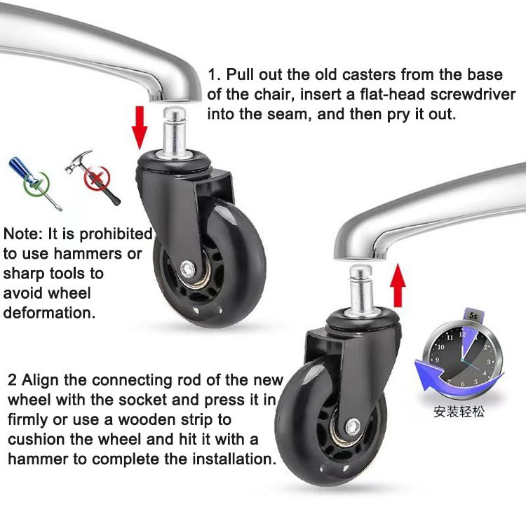 Industrial pu swivel caster medium pu furniture casters heavy duty caster wheel For office chair