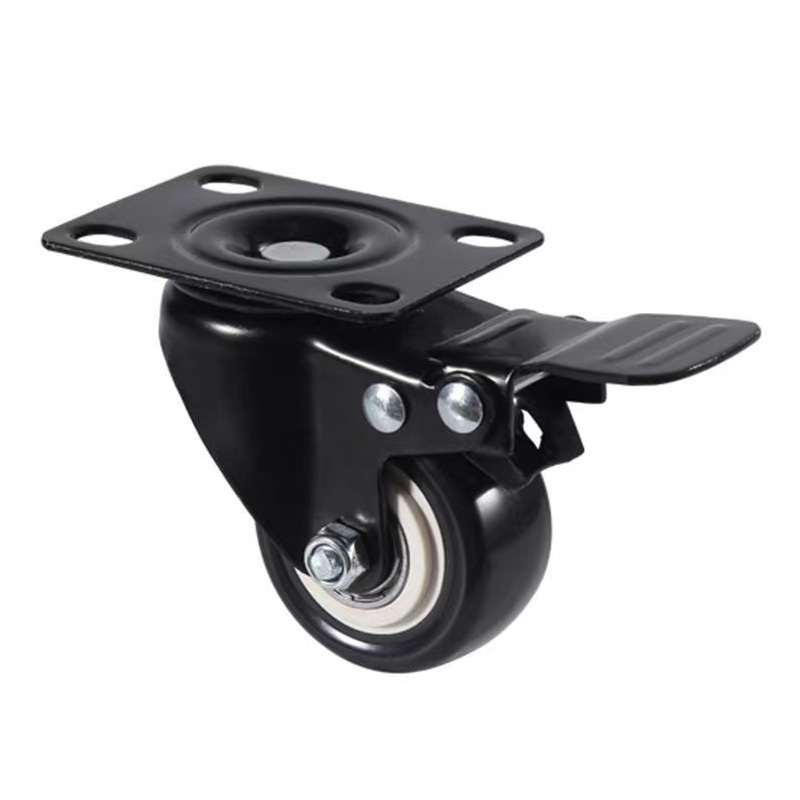 40mm 50mm 63mm heavy duty pu castor wheel black 1.5 inch 2 inch 2.5 inch pu swivel small furniture caster wheel