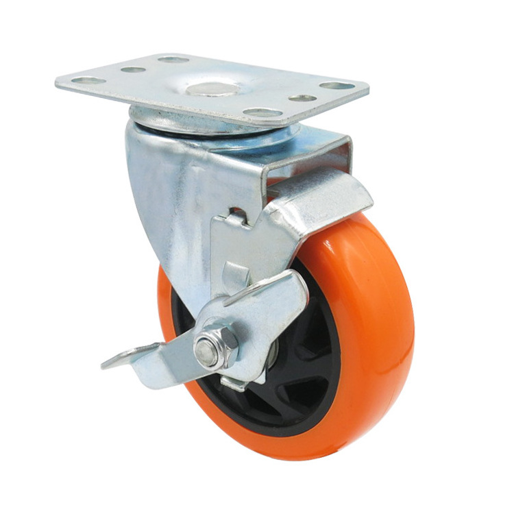 100mm rueda giratoria pvc orange blue black red castor 3 4 5 inch swivel heavy duty caster wheels