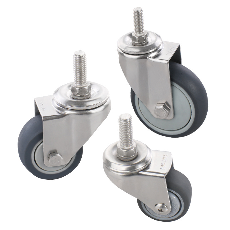 JP 2 inch 3 inch 304 stainless steel casters TPR mute rubber wheel medical universal casters medical wheel trolley wheels