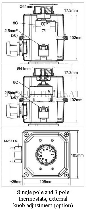 Type 9STJ, Full stainless steel immersion heater without brazing