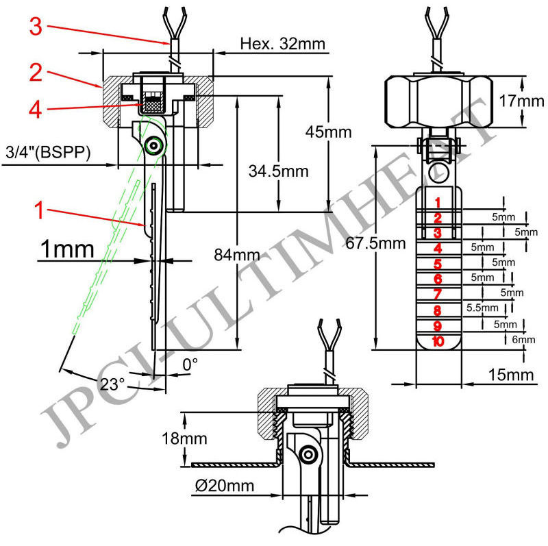 Type R1P Paddle flow switches with reed switch contact, slim design